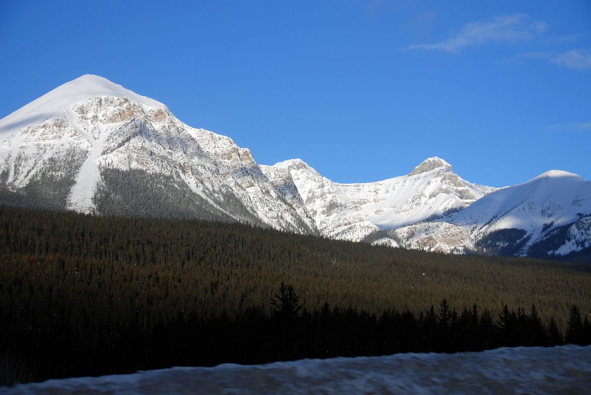 19 Fairview Mountain, Mount Whyte and Mount Niblock, Mount St Piran The Beehive Morning From Trans Canada Highway Just Before Lake Louise on Drive From Banff in Winter